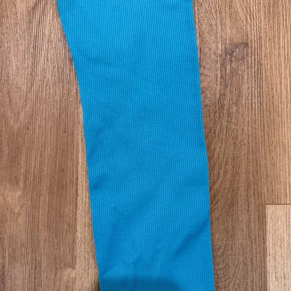 Alo Yoga XS Mindful Movement‎ High Rise Ribbed Seamless Leggings Turquoise Blue